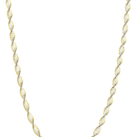 Sterling Silver Two-Tone Herringbone Necklace 18 Inch Women's Jewelry